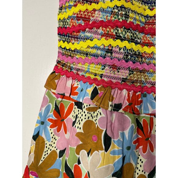 Celia B Nilsa Dress Floral Tiered Midi Medium NWT Scalloped Details Tie Straps - Picture 8 of 14